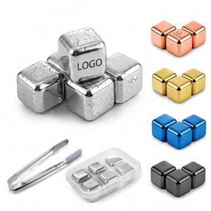 Reusable Stainless Steel Chilling Cube Set with Storage Case and Tongs