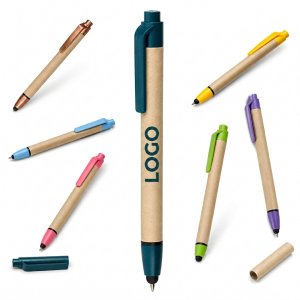 Eco-Conscious Kraft Paper Retractable Ballpoint Pen with Stylus Tip