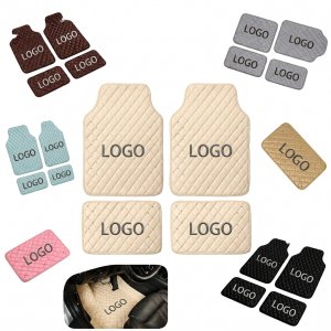 4-Piece Universal Quilted Synthetic Leather Automotive Floor Mat Set