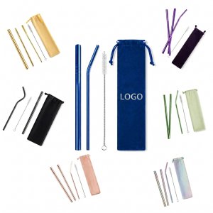 Professional Reusable Metal Straw Set with Travel Pouch and Cleaning Tool