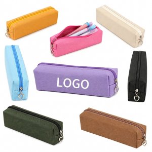 Rectangular Linen Canvas Utility Pouch with Heart Zipper Pull